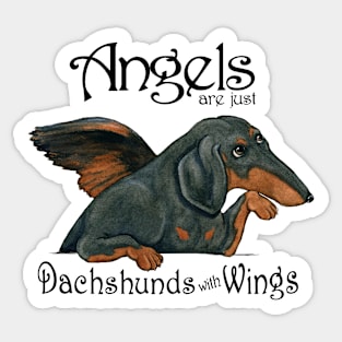 Black and tan Wiener Dog Raphael Cherub Sticker